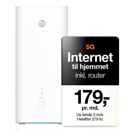 5G Internet til hjemmet Tilbud 179 kr./md.